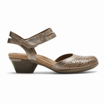 Rockport Cobb Hill Laurel Perforated Mary Jane Heels Damen Metal YTN-673214